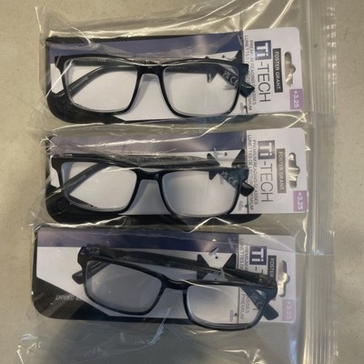 ''3 PAIR'' Foster Grant TI200 BLK TI TECH  + 3.25  Reading READERS Glasses