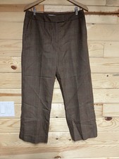 Pendleton Womens 10 Wool Houndstooth Brown Plaid Flat Front Trouser Dress Pants