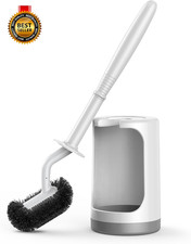 Toilet Bowl Brush Holder Set: Curved Design with Holder for Deep Cleaning under