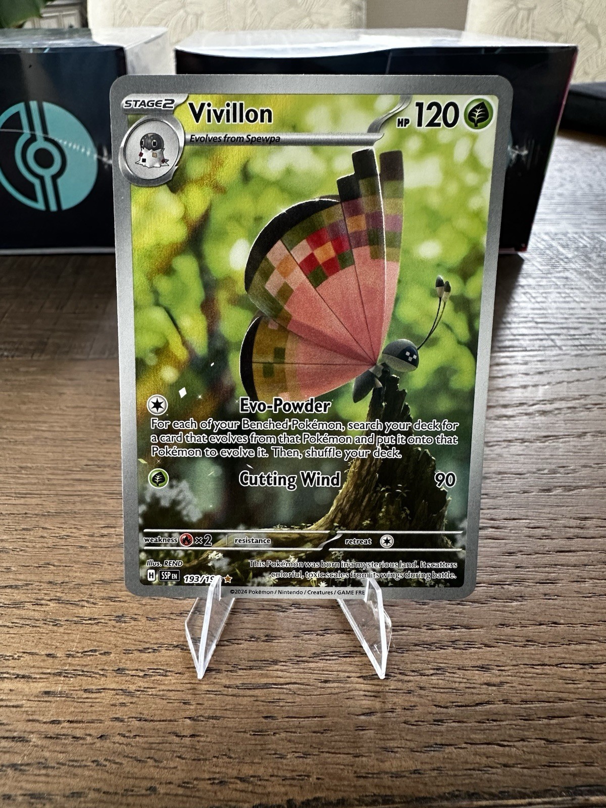 Vivillon 193/191 Sv08: Surging Sparks Holo IR Illustration Pokemon TCG Near Mint