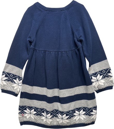 Sophie & Sam Long Sleeve Fair Isle Navy Blue Sweater Dress, Girls XL (7-8) - Picture 3 of 3