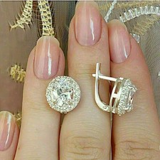 2CT Round Cut Lab-Created Diamond Small Wedding Hoop Earrings 14K White Gold FN