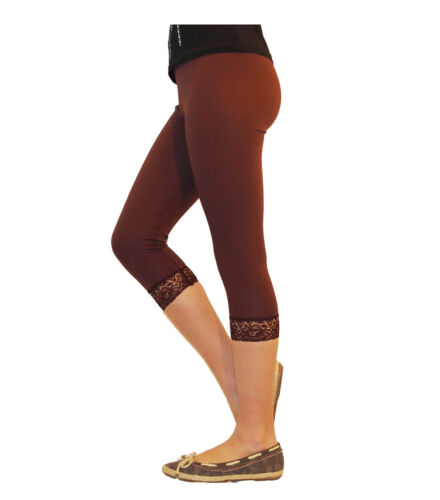 3/4 Trousers Capri Leggings With Lace Cotton Children Sport Yoga Girl Short KL6 - Picture 15 of 24