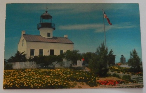 Alte spanische Leuchtturm Point Loma San Diego Kalifornien Postkarte Vintage 1959 - Bild 1 von 2