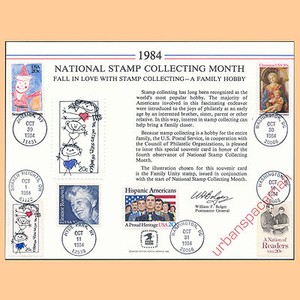 PS53 National Stamp Collecting Mo. '84 USPS Souvenir Card 2103 2104 2105 FD Cxls