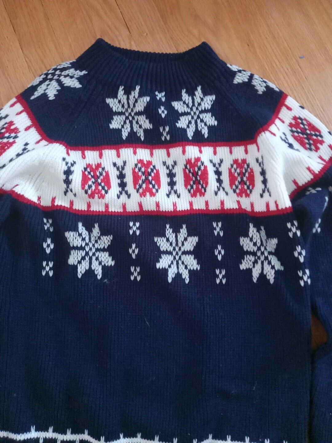 Jc Penney Sweater Snowflakes Red White Blue Vinta… - image 2