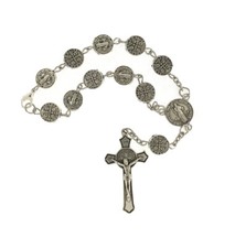 Rosary rearview mirror Saint St BENEDICT Medal Car crucifixes San Benito Cruz