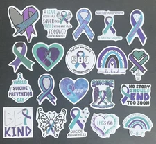 20 Suicide Prevention Awareness Stickers Purple Teal As Shown