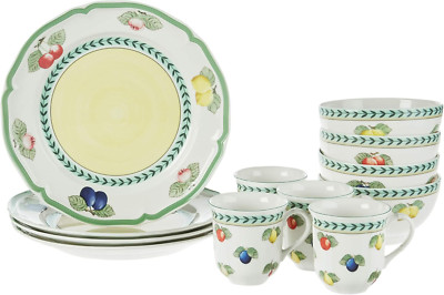 Elegant French Garden 12-Piece Dinnerware Set for 4 - Premium Porcelain