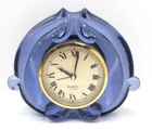 Fenton Glass Clock Heavy Blue Works Needs Battery