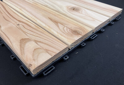 4x Klick Holzfliese Terrassenfliesen Douglasie natur ca. 30 x 30 x 2,5 cm