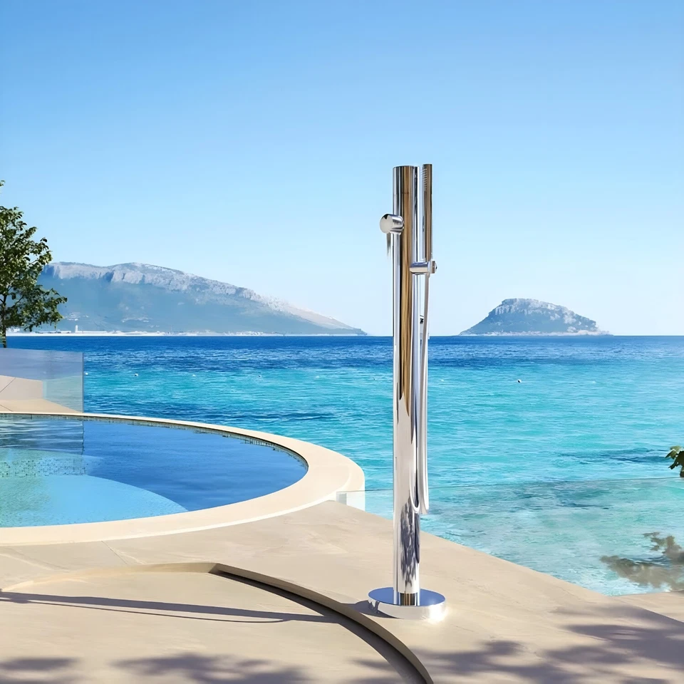 Fontana da Giardino Colonna esterno SAMBUCO Acciaio Inox Con Miscelatore 100cm