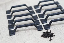 10 Cast Iron Black Handles Gate Pull Shed Door Barn Handle Drawer Pulls Kitchen