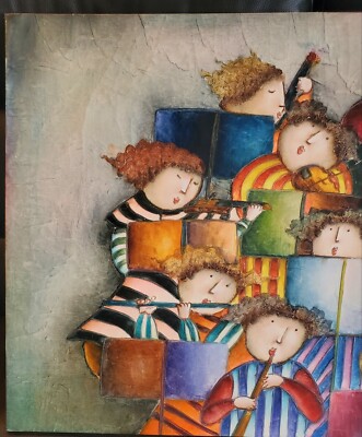 Original J. Roybal Signed Art Oil Painting THE TEN MUSICIANS