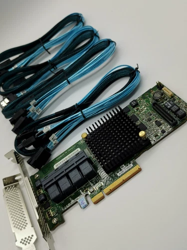 Adaptec ASR 71605 1GB 16Port HBA RAID PCIe Controller Card + 4* SATA Cables