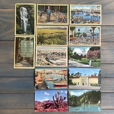 Mixed Lot of 12 Antique 1930s California San Fran Diego Linen Postcards (P46)