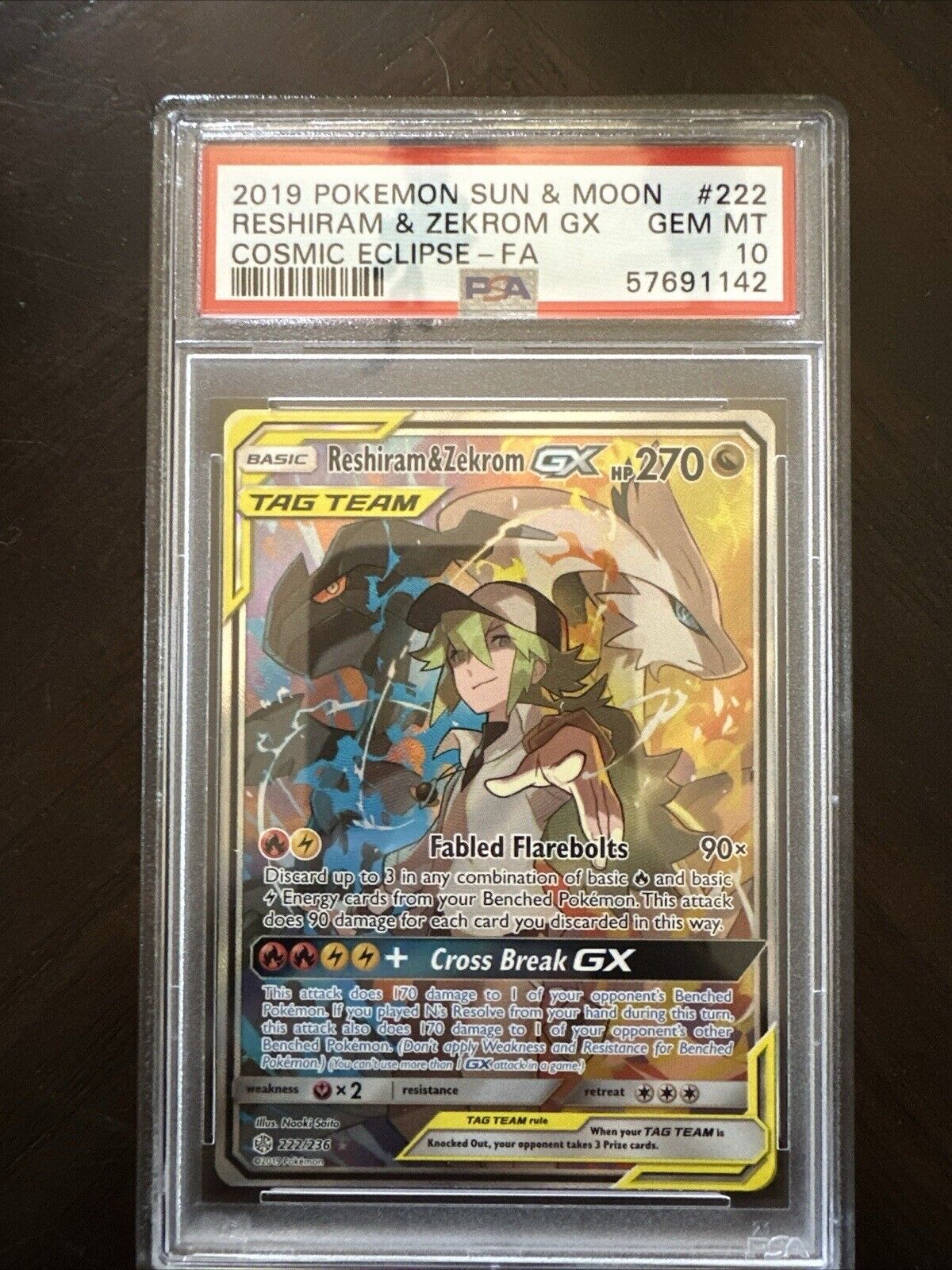 Reshiram & Zekrom GX - 222/236 - Full Art Ultra Rare Near Mint Sun