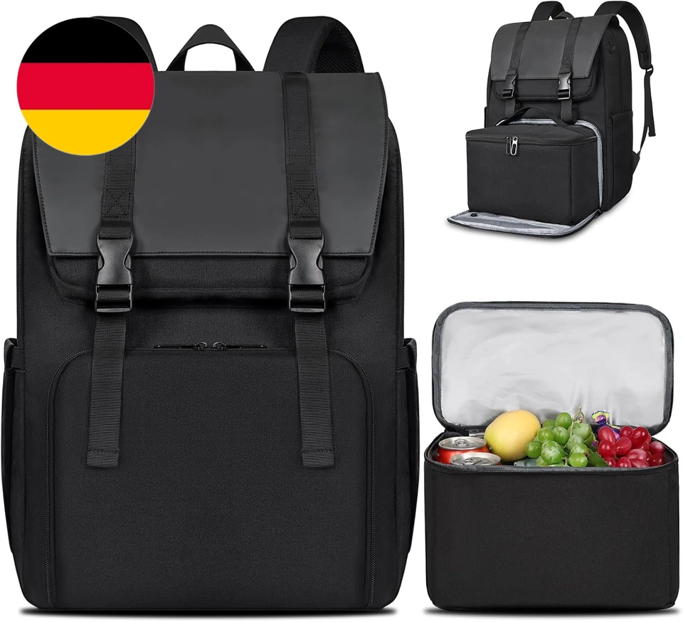 BERTASCHE Lunch Rucksack, Laptop Rucksack 15,6 Zoll Mit Isoliertes Kühltasche Fü