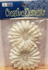 Creative Elements 2 WHITE FLOWERS with Buttons Stickers PRETTY! NEW!!