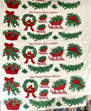 4 Panels Vintage 1993 Traditions Holiday Appliques Christmas Style Fabric 4pc