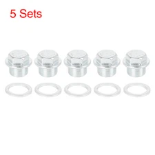 5 Sets M20x1.5 Metal Car Engine Oil Pan Drain Cap Screw Bolt Plug with Gasket