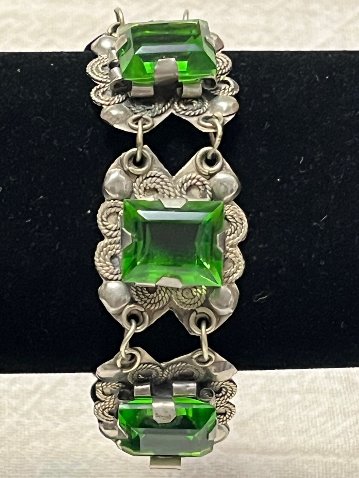 Vintage spring green rectangular glass organic si… - image 5