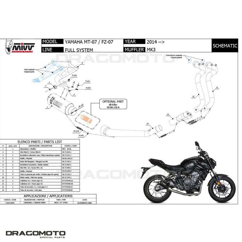 Full exhaust YAMAHA MT-07 2022 2023 MIVV Mk3 Carbon High RC - Picture 5 of 5