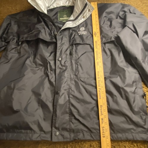 BACARDI SILVER Rain Jacket Sz XL Zip Black BAT Coat Weatherproof Korea Embrd EUC - Picture 9 of 15