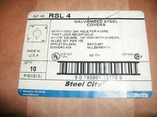 LOT OF 10 - THOMAS BETTS RSL 4 GALVANIZED STEEL COVER 4-11/16" W/ 1-19/32" HOLE