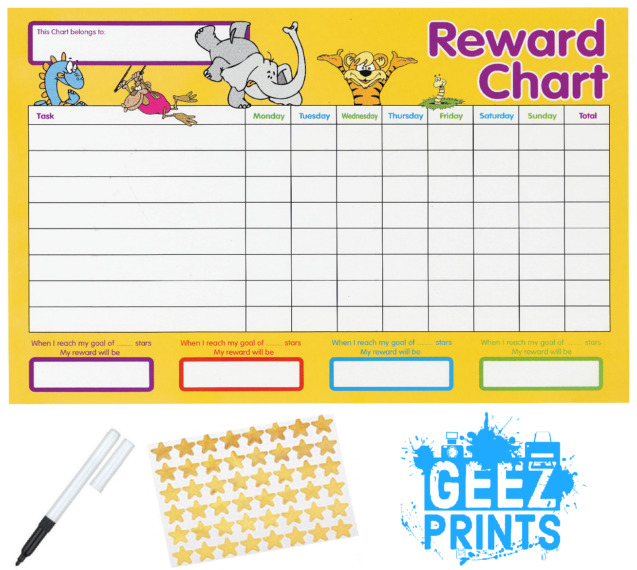 Reward Chart Yellow Banner Template