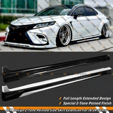 For 18-24 Toyota Camry CTM Design Pearl White Black 2 Toned Side Skirt Extension