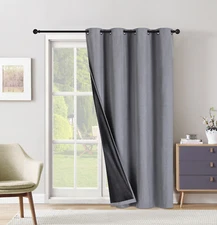 Set of Two (2) 100% Blackout Curtains Extra Wide 110 Inches - All Length - Gray