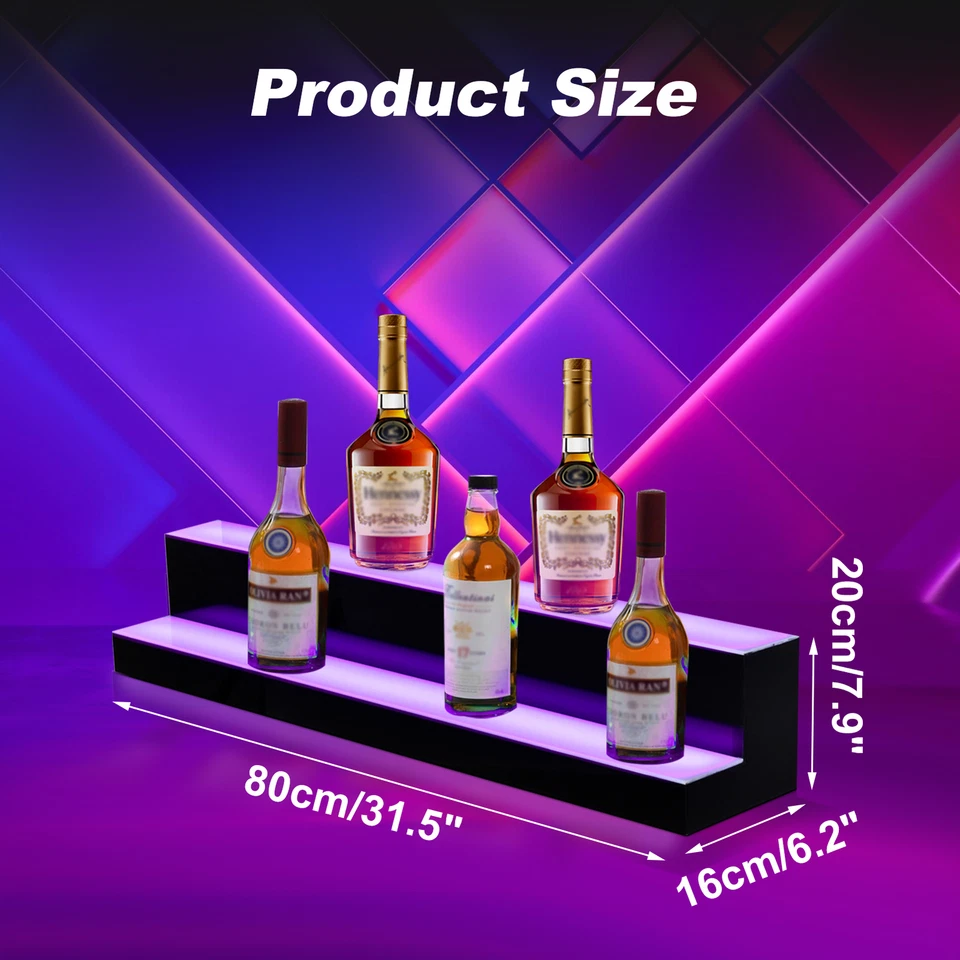 Estante de exhibición de botellas de licor iluminado 23-39" LED BAR 2-3 pasos Foto 3 de 4