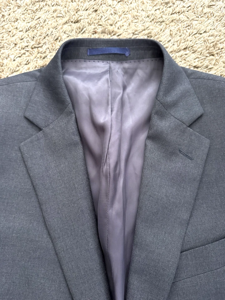 Casaco masculino Charles Tyrwhitt terno 44L longo slim fit super 110's lã cinza - Imagem 4 de 4