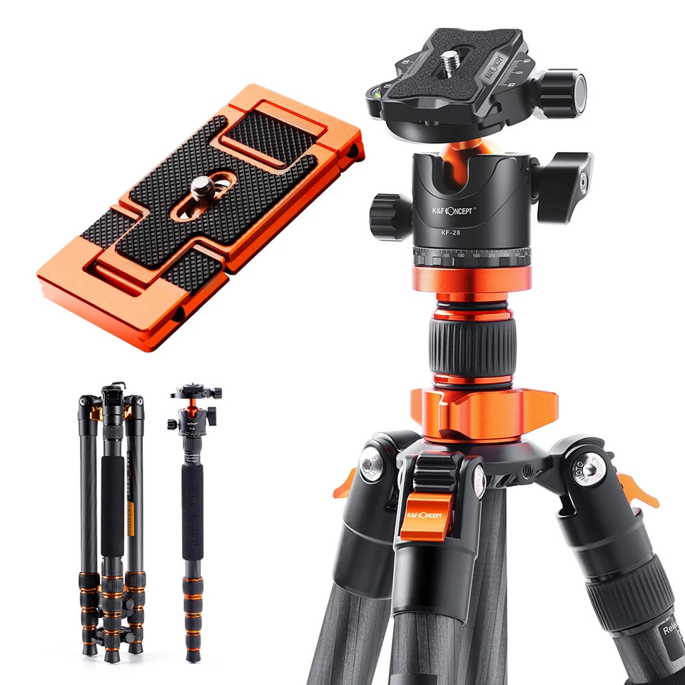K&F Concept 68" Carbon Fiber Camera Tripod,Compact Tripods + Quick Release Plate - Image 2 of 4