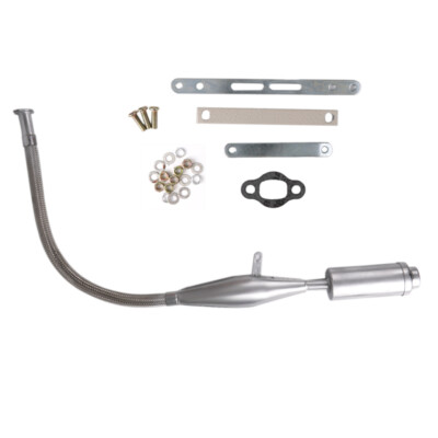 Bike Gas Engine Motor Parts Viper Flexible Muffler Pipe Silver For