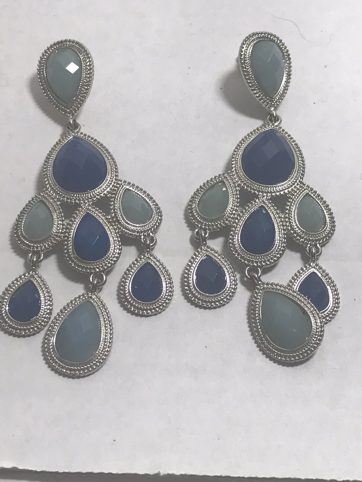 blue dangle statement earrings Pierced - image 1