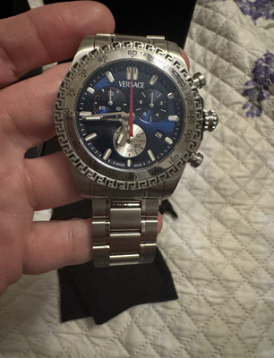 Versace Chrono X Mens Watch 44MM Stainless Steel Case Blue Sunray Dial Stainless