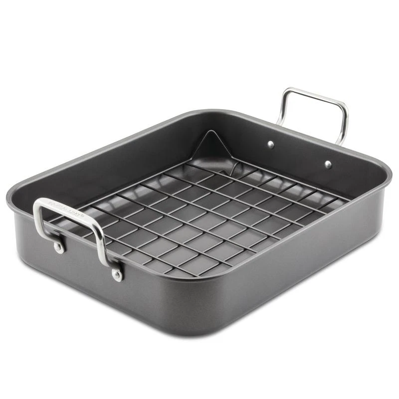 16.5×13.5 Nonstick Steel Roaster with Reversible Rack