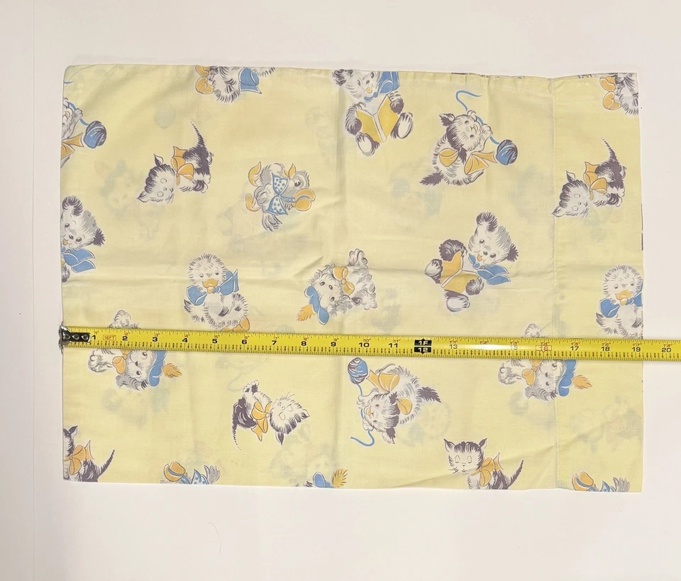 Funda de Almohada Bebé Algodón Vintage Años 60/70 Bebé Animales Amarillo 19x14 pulgadas Foto 2 de 4