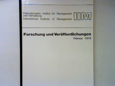 Internationales Institut für Management und Verwaltung : Forschung und Veröffent