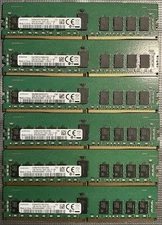 LOT OF 6: 16GB 2666V ECC DDR4 DIMM, Samsung M393A2K40BB2-CTD7Q, TOTAL 96GB RAM