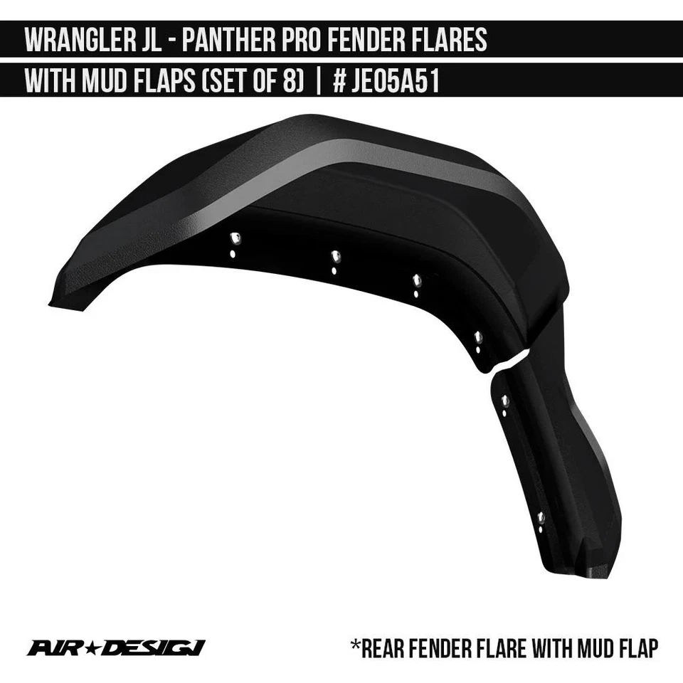 For Jeep Wrangler 2018-2024 Air Design Panther Pro Fender Flares Foto 4 de 4