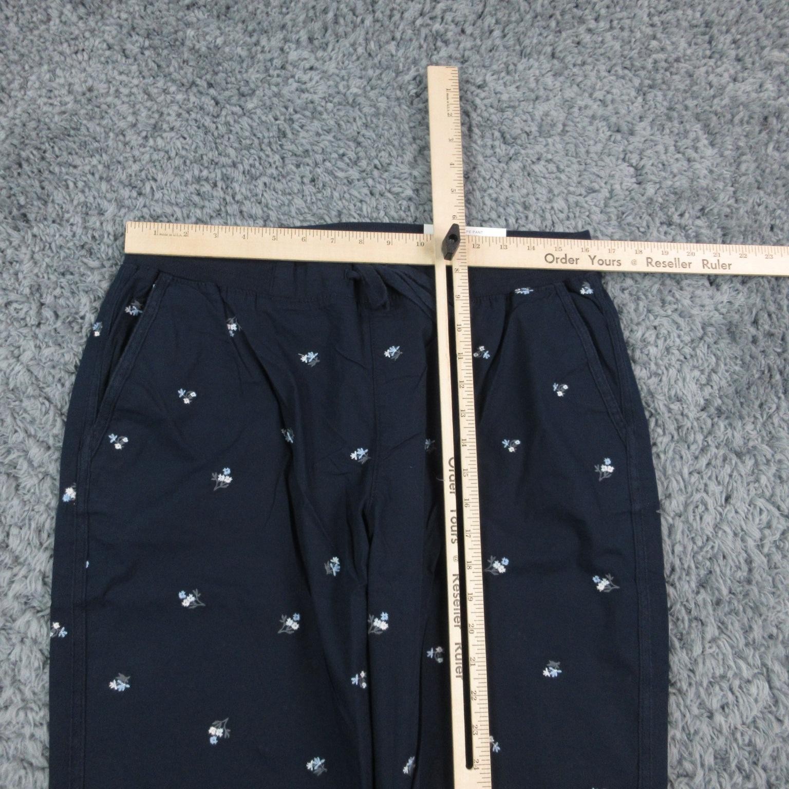 Style & Co Twill Tape Pant Womens Large Blue Cropped Straight Floral 33x25* NWT