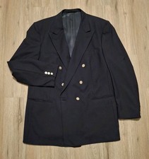 Burberry Double Breasted Suit Blazer Sport Coat Men's Chest 47 Navy Blue