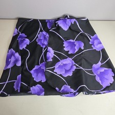 Floral Beach Wrap   Black with Purple Flowers   Tie Closure Sarong   Swim Cover
