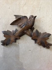 Vintage Brown Bird Leaves Cuckoo Clock Top Trim Parts Or Restoration 10.5”