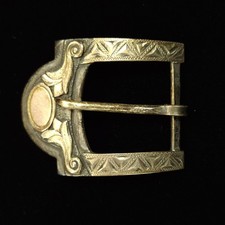 Mexico Sterling Silver Belt Buckle Mens Single Tongue Geometric Design Scroll