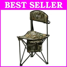 XL Folding Tripod Stool with Backrest - Camo
