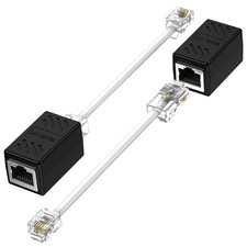 Phone Jack to Ethernet Cable Adapter, RJ45 8P8C Female RJ11 6P4C black